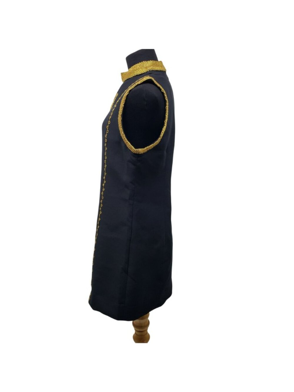 Nili Lotan Delphine Black Gold Embroidered Mini Shift Dress Greek God Odyssey - Picture 5 of 16